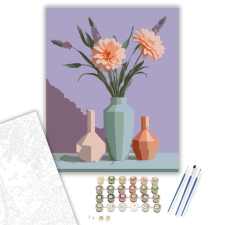 Számfestő.hu Pasztell Virágok Geometrikus Vázákban - számfestő készlet – 40×50 cm (Keretre feszítve) kreatív és készségfejlesztő