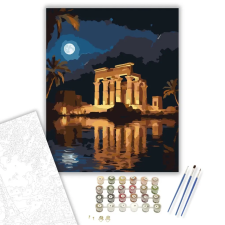 Számfestő.hu Philae Templom Éjszakai Fényei - számfestő készlet – 80×100 cm (Keret nélkül) kreatív és készségfejlesztő