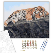 Számfestő.hu Pihenő tigris 2 - számfestő készlet – 40×50 cm (Keretre feszítve) kreatív és készségfejlesztő