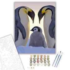 Számfestő.hu Pingvin család - számfestő készlet – 40×50 cm (Keretre feszítve) kreatív és készségfejlesztő