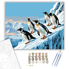 Számfestő.hu Pingvinek Jégpalotában - számfestő készlet – 40×50 cm (Keretre feszítve) kreatív és készségfejlesztő