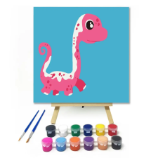 Számfestő.hu Pink dinó - gyerek számfestő készlet – 30×30 cm (Keret nélkül) kreatív és készségfejlesztő