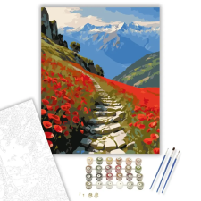 Számfestő.hu Pipacsos Hegyi Ösvény - számfestő készlet – 60×70 cm (Keret nélkül) kreatív és készségfejlesztő
