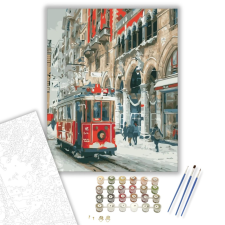 Számfestő.hu Piros villamos - számfestő készlet – 40×50 cm (Keretre feszítve) kreatív és készségfejlesztő