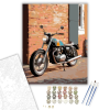 Számfestő.hu Retro Café Racer a Téglaépület Előtt - számfestő készlet – 40×50 cm (Keretre feszítve)