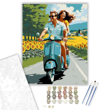 Számfestő.hu Romantikus Scooter Túra - számfestő készlet – 60×70 cm (Keret nélkül) kreatív és készségfejlesztő