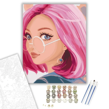 Számfestő.hu Rózsaszín hajú lány - számfestő készlet – 50×60 cm (Keretre feszítve) kreatív és készségfejlesztő