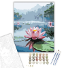 Számfestő.hu Rózsaszín Lótusz a Ködös Tavon - számfestő készlet – 80×100 cm (Keret nélkül)