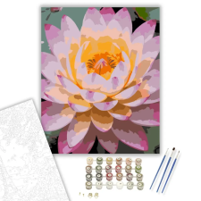 Számfestő.hu Rózsaszín Lótusz Harmatcseppekkel - számfestő készlet – 50×60 cm (Keret nélkül) kreatív és készségfejlesztő