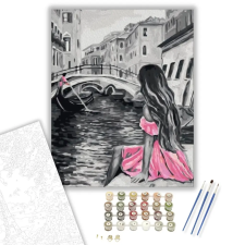 Számfestő.hu Rózsaszín Ruhás Hölgy - számfestő készlet – 80×100 cm (Keretre feszítve) kreatív és készségfejlesztő