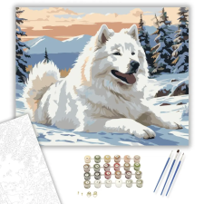 Számfestő.hu Samoyed a Havas Tájon - számfestő készlet – 50×60 cm (Keret nélkül) kreatív és készségfejlesztő