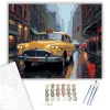 Számfestő.hu Sárga Klasszikus Taxi Esős Városi Utcán - számfestő készlet – 60×70 cm (Keretre feszítve)