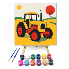 Számfestő.hu Sárga traktor - gyerek számfestő készlet – 30×30 cm (Keret nélkül) kreatív és készségfejlesztő