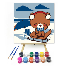 Számfestő.hu Szánkózás - gyerek számfestő készlet – 20×20 cm (Keretre feszítve) kreatív és készségfejlesztő