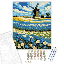 Számfestő.hu Szélmalom Virágmező Álma - számfestő készlet – 60×70 cm (Keret nélkül) kreatív és készségfejlesztő