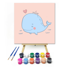 Számfestő.hu Szerelmes Bálna - gyerek számfestő készlet – 20×20 cm (Keretre feszítve) kreatív és készségfejlesztő