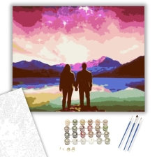 Számfestő.hu Szerelmes pár a parton - számfestő készlet – 40×50 cm (Keretre feszítve) kreatív és készségfejlesztő