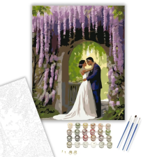 Számfestő.hu Szerelmespár Lilaakác Alatt - számfestő készlet – 80×100 cm (Keret nélkül) kreatív és készségfejlesztő