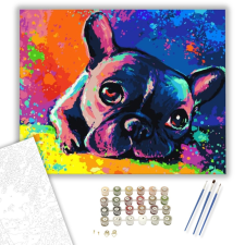 Számfestő.hu Színes bulldog - számfestő készlet – 40×50 cm (Keretre feszítve) kreatív és készségfejlesztő