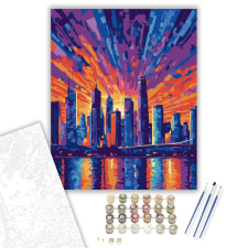 Számfestő.hu Színes Éjszakai Városkép - számfestő készlet – 40×50 cm (Keretre feszítve) kreatív és készségfejlesztő