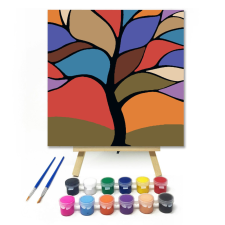 Számfestő.hu Színes Fa - gyerek számfestő készlet – 20×20 cm (Keretre feszítve) kreatív és készségfejlesztő