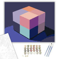 Számfestő.hu Színes Illúzió Kocka - számfestő készlet – 40×50 cm (Keretre feszítve) kreatív és készségfejlesztő