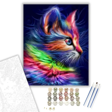 Számfestő.hu Színes kiscica - számfestő készlet – 50×60 cm (Keretre feszítve) kreatív és készségfejlesztő