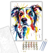 Számfestő.hu Színes Kutya - számfestő készlet – 40×50 cm (Keretre feszítve) kreatív és készségfejlesztő