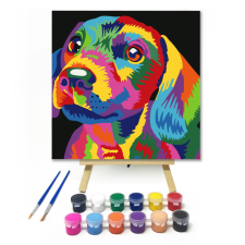 Számfestő.hu Színes Kutyus - gyerek számfestő készlet – 20×20 cm (Keretre feszítve) kreatív és készségfejlesztő