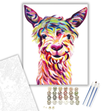 Számfestő.hu Színes Láma - számfestő készlet – 40×50 cm (Keretre feszítve) kreatív és készségfejlesztő