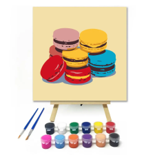 Számfestő.hu Színes macaronok - gyerek számfestő készlet – 30×30 cm (Keretre feszítve) kreatív és készségfejlesztő