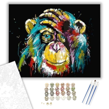 Számfestő.hu Színes Majom - számfestő készlet – 40×50 cm (Keretre feszítve) kreatív és készségfejlesztő
