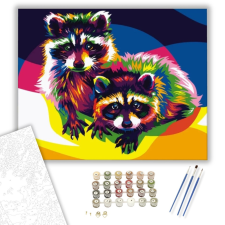 Számfestő.hu Színes mosómedvék - számfestő készlet – 40×50 cm (Keretre feszítve) kreatív és készségfejlesztő