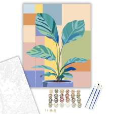 Számfestő.hu Színes Nagylevelű Növény - számfestő készlet – 40×50 cm (Keretre feszítve) kreatív és készségfejlesztő