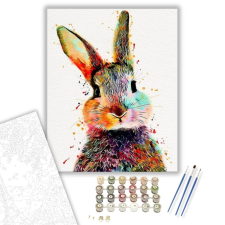 Számfestő.hu Színes Nyúl - húsvéti számfestő készlet – 40×50 cm (Keretre feszítve) kreatív és készségfejlesztő