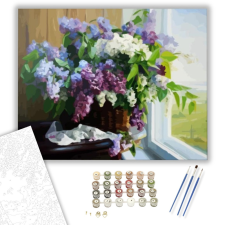 Számfestő.hu Színes orgona virágok - számfestő készlet – 40×50 cm (Keretre feszítve) kreatív és készségfejlesztő
