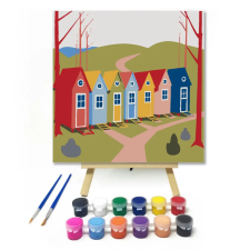 Számfestő.hu Színes otthonok völgye - gyerek számfestő készlet – 40×40 cm (Keret nélkül) kreatív és készségfejlesztő