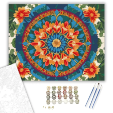 Számfestő.hu Színes Virág Mandala - számfestő készlet – 60×70 cm (Keretre feszítve) kreatív és készségfejlesztő