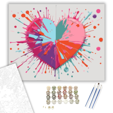 Számfestő.hu Színpompás Szívrobbanás - számfestő készlet – 40×50 cm (Keretre feszítve) kreatív és készségfejlesztő