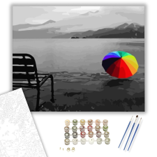 Számfestő.hu Szivárványos esernyő - számfestő készlet – 40×50 cm (Keretre feszítve) kreatív és készségfejlesztő