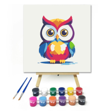 Számfestő.hu Szivárványos fülesbagoly - gyerek számfestő készlet – 20×20 cm (Keretre feszítve) kreatív és készségfejlesztő