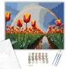 Számfestő.hu Szivárványos Tavaszi Tulipánkert - számfestő készlet – 50×60 cm (Keretre feszítve)