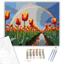 Számfestő.hu Szivárványos Tavaszi Tulipánkert - számfestő készlet – 80×100 cm (Keret nélkül) kreatív és készségfejlesztő