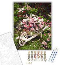 Számfestő.hu Talicska virágok - számfestő készlet – 40×50 cm (Keretre feszítve) kreatív és készségfejlesztő