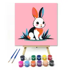 Számfestő.hu Tarka kisnyúl - gyerek számfestő készlet – 40×40 cm (Keretre feszítve) kreatív és készségfejlesztő