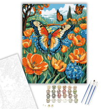 Számfestő.hu Tavaszi Pillangók Kertje - számfestő készlet – 40×50 cm (Keretre feszítve) kreatív és készségfejlesztő