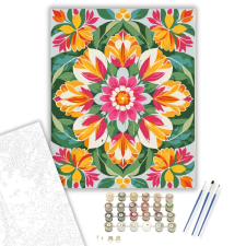 Számfestő.hu Tavaszi Virág Mandala - számfestő készlet – 80×100 cm (Keretre feszítve) kreatív és készségfejlesztő