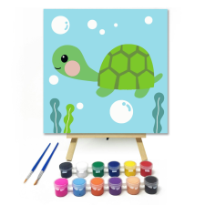 Számfestő.hu Teknős a Vízben - gyerek számfestő készlet – 20×20 cm (Keretre feszítve) kreatív és készségfejlesztő