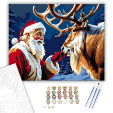 Számfestő.hu Télapó és Rénszarvas Barátsága - számfestő készlet – 80×100 cm (Keret nélkül) kreatív és készségfejlesztő