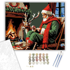 Számfestő.hu Télapó Meghitt Pillanata - számfestő készlet – 40×50 cm (Keretre feszítve) kreatív és készségfejlesztő